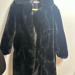 Luxurious Black Faux Fur Coat